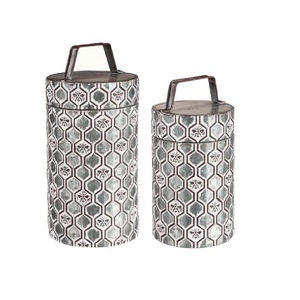 Juego de 2 contenedores de almacenamiento galvanizados Premium con aspecto de diseñador perfecto para cocina de granja rústica y almacenamiento diario - Product Image 1