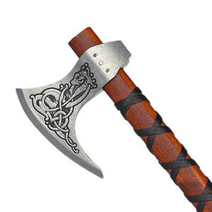 Artesanía de acero internacional personalizada al aire libre hacha de acero al carbono con mango de madera diseño vikingo de alta calidad Venta de grabado al carbono - Product Image 5