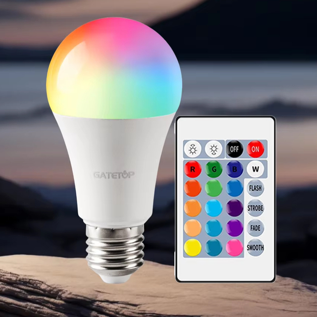 Remote Control RGBW LED Bulb A60 E27 Base Led Smart Bulb AC100-240V 10W 1000LM Dimming Color Lights Suitable for Party Bars