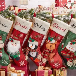 Produits de célébration de Noël Bas de Noël lumineux Décoration de cadeaux de Noël de famille personnalisée pour la maison