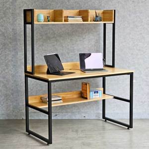 โต๊ะทำงานมินิมอล FD68062 ขนาด 120x60x150 ซม. พร้อมชั้นวางหนังสือ ทำจากไม้ยางพารา เฟอร์นิเจอร์สำนักงาน โต๊ะคอมพิวเตอร์แบบดั้งเดิม - Product Image 2