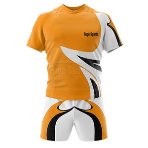 Conjuntos de Uniformes de Rugby Ligeros, Transpirables y de Secado Rápido, Colores Personalizados, Logotipo, Tela 100% Poliéster, Alta Calidad, OEM - Product Image 1