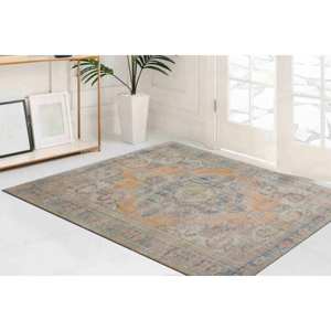 Alfombra Estampada de Inspiración Anatolia, Diseño Turco, Alfombra Oriental Pequeña Beige para Colgar en la Pared, Alfombra Delgada No Tejida - Product Image 1