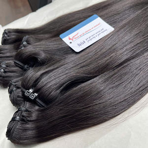 Paquets de cheveux naturels de trame d'os de cheveux bruts brillants super doublement étirés en stock en gros de paquets de cheveux humains - Product Image 1