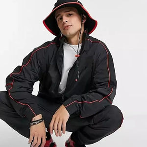 Conjunto Deportivo de Invierno para Hombre 2025, Estampado, 100% Nailon, Chaqueta Cortavientos, Cuello Alto, Rayas, Dos Piezas, OEM - Product Image 1