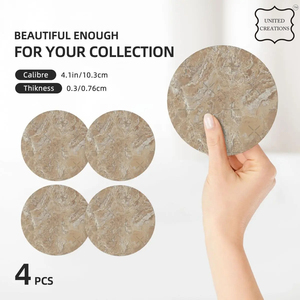 Classic New Style <b>Polished</b> Natural Marble Stone Coasters Set Ceramic Drink Coffee Cup Coasters for Party Decorative Purpose - Product Image 3