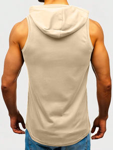 Breathable Men's <b>Sleeveless</b> <b>Hoodie</b> High Quality Soft Breathable Washed Summer Wear Knitted Hoodies for Men's - Product Image 2