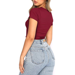 Tops cortos de verano sin mangas para mujer, blusas lisas cortas sin mangas de secado rápido - Product Image 4