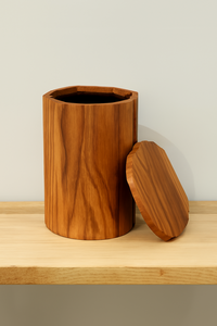 Boîte de rangement en bois avec couvercle carré et poignée métallique Organisation moderne de la cuisine et du garde-manger PREMIUM BOX ROUND - Product Image 2