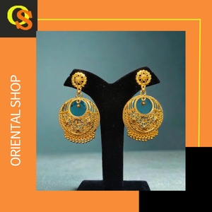 ชุดต่างหูพร้อม22CT สีทองสไตล์ Jhumka ที่ออกแบบมาใหม่เครื่องประดับสำหรับผู้หญิง - Product Image 2