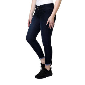 Nuevo último diseño, pantalones de mezclilla lisos sólidos de Color negro para mujer, pantalones de mezclilla de ajuste Regular hechos a medida para mujer - Product Image 6