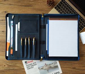 Hot-selling LP-0053 Office Supplies Organizer A4 Zipper Business Folder Genuine Leather Business <b>File</b> Pocket <b>Box</b> High Leather - Product Image 6