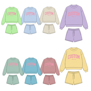 Set Felpa in <span class=keywords><strong>Cotone</strong></span> per Bambine con <span class=keywords><strong>Pantaloncini</strong></span>, Completo Due Pezzi Antivento Termico, Abbigliamento Morbido e Caldo per Bambini - Product Image 2