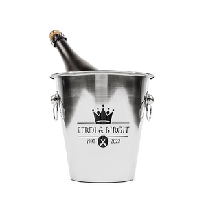 Enfriador de botellas de cerveza y champán de acero inoxidable, accesorio decorativo de Metal para boda, con logotipo, vajilla, cubo moderno para bañera de bebidas - Product Image 4