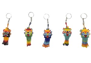 Handmade Cute <b>Flexible</b> Diablo Huma PVC Keychain Colorful <b>Beaded</b> Artisan Pendant Inspired by Andean Tradition - Product Image 2