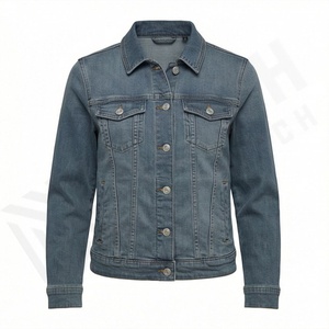 Veste en jean pour femmes sur mesure en gros, coton, hiver, unie, grande taille, tendance, décontractée, vêtements d'extérieur, couleur personnalisée - Product Image 1