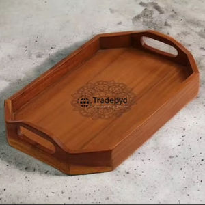 Tradebyd Plateau en bois moderne Plateau de service artisanal écologique pour les fêtes, les collations au thé et au café et les maisons élégantes - Product Image 1