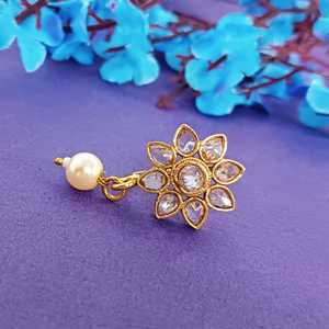 Fournisseur indien de bijoux de mariée goujon de perle de cristal Kundan goujon de nez de mariée fabricant indien bijoux pour femmes - Product Image 2