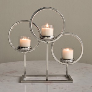 Luxury Silver Metal <b>Candle</b> Holder for Home Decoration Elegant Table Display Modern Decorative Candlelight Stand - Product Image 1