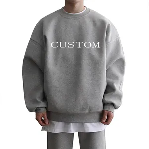 Embossed Crew Neck Streetwear Heavyweight Wholesale French Terry Oversized Cotton Custom Embroidery Hoodies Crewneck Sweatshirt