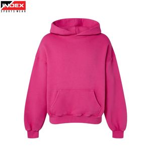 เสื้อฮู้ดดี้ผู้ชายสีชมพูเรียบแบบใหม่ คุณภาพสูง พิมพ์โลโก้ได้ตามต้องการ สไตล์สตรีท ทรงหลวม ไหล่ตก ไซส์ใหญ่ - Product Image 1