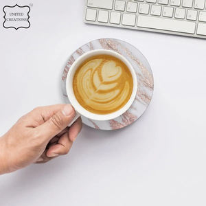 Customizable Size Classic Marble <b>Coaster</b> Set <b>Ceramic</b> Wooden and Marble Stone Cup <b>Coasters</b> Natural Wood and Classic Style - Product Image 6