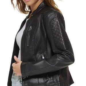 แจ็คเก็ตหนังผู้หญิงสไตล์โมเดิร์น ดีไซน์ใหม่ เหมาะสำหรับการเดินทาง ช้อปปิ้ง และใช้ในชีวิตประจำวัน - Product Image 3