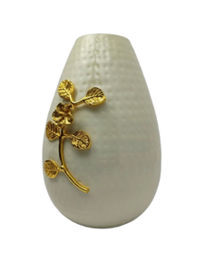 Jarrón Blanco Premium con Diseño de Flores Doradas - Product Image 4