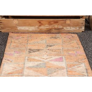 Petit tapis turc vintage 2,5x10,2 pieds, tapis Herki orange - Product Image 2