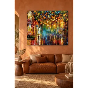 Impression sur toile Fida Colorful Trees Boulevard dans la nuit de pluie - Product Image 4