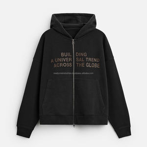 เสื้อฮู้ดฟอกสีกรดผ้าคอตตอน100% ซิปสองชั้นปักลายไหล่สำหรับฤดูหนาวตามสั่ง - Product Image 3