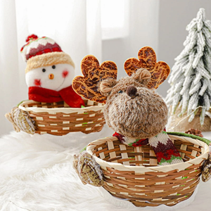 ตะกร้าหวายจากไม้ไผ่สานมือตะกร้าเก็บของดีไซน์ซานตาคลอสรูปกวางเรนเดียร์ตกแต่งคริสต์มาสสวยงามทนทาน - Product Image 4