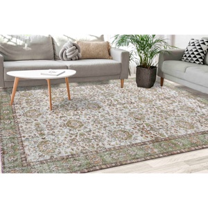 <b>Brown</b> Turkish Style Rug: Non-Slip Tribal Accent Rug, Printed Rug,Nonwoven Thin Rug - Product Image 1