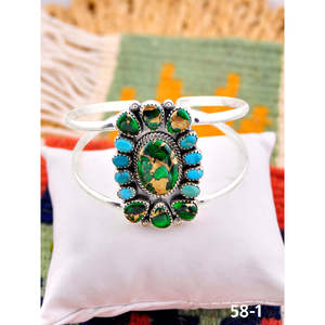 "Handmade Peacock Dahlia & Sterling Silver Cuff Bracelet-Fashion Statement" - Product Image 1