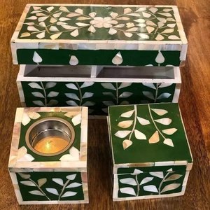 Juego de caja y quemador de incienso pequeño especial Dubai Eid, estuche de joyería Bakhoor con patrón Floral blanco, Material de madera y resina - Product Image 6