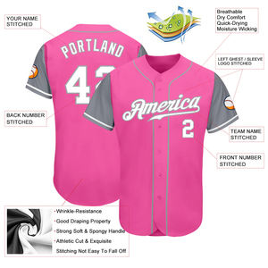 Uniforme de baseball de qualité supérieure, manches courtes, couleur rose et gris, maillot avec vêtements de sport confortables, uniforme de baseball - Product Image 3
