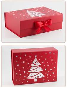 Coffret cadeau de luxe magnétique en papier kraft écologique Joyeux Noël-lavable au micro-ondes et personnalisable - Product Image 2