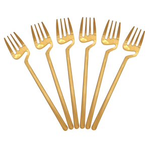 Ensemble de 6 fourchettes réutilisables en métal de qualité supérieure au design unique pour une expérience culinaire de luxe - Product Image 1
