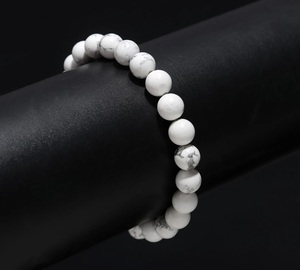 สร้อยข้อมือ howlite ทำด้วยมือสีขาวสไตล์วินเทจคริสตัลรักษาลูกปัดอัญมณีเครื่องประดับส่วนบุคคลสำหรับของขวัญหมั้นงานแต่งงาน - Product Image 5