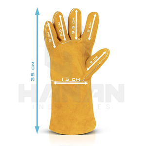 Guantes de soldadura de nuevo diseño Guantes DE TRABAJO resistentes al calor de cuero Premium para fabricación de metal Suministro OEM - Product Image 3