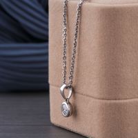 Colgante de oro blanco macizo de 14K con diamante blanco de corte brillante HPHT cultivado en laboratorio, certificado IGI, lindo, color D, personalizable para mujer