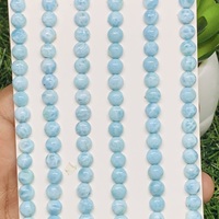 Pierres précieuses semi-précieuses naturelles de Larimar de qualité supérieure AAA, 8 mm, lisses, certifiées IGI, pour la fabrication de bijoux, pierres calibrées en vrac