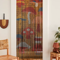 Conception chaude peinte à la main champignon bambou perlé rideau pour fenêtre porte couverture chambre diviseur nuances maison hôtel station décoration