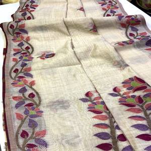 Sari VASTRA COTTAGE de Algodón Muga Suave Premium con Tejido Floral Multicolor Vibrante, Borde Elegante, Prenda Tradicional de Lujo - Product Image 4