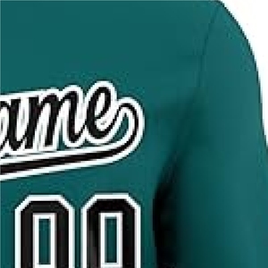 Chaqueta Varsity Personalizada con Diseño en Verde Azulado y Negro, Nombre y Número del Equipo Personalizados, Chaqueta Bomber Letterman - Product Image 3