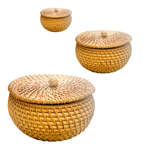 Funcional y hermoso-Cesta de ratán con tapa-Peso de solo 50 gramos-Ideal para suministros de artesanía, alimentos y más - Product Image 1