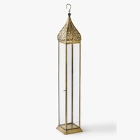 Lanterne à bougie artisanale moderne en fer/métal/verre, de forme minaret haut et étroit, pour la maison et les événements, décorations du Ramadan