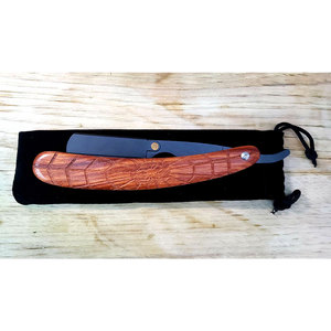 Maquinilla de afeitar de acero inoxidable con mango de madera grabado para hombre, maquinilla de afeitar recta de una sola hoja para Barba - Product Image 6