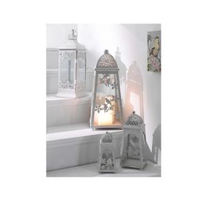 Lanterne décorative en métal avec finition blanche antique pour salon, balcon, patio et occasions festives - Product Image 1