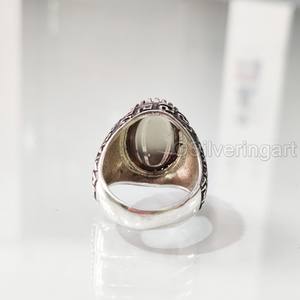 Anillo de Plata de Ley 925 para Hombre al por Mayor, con Cuarzo Ahumado Natural, Gema de Nacimiento de Abril, Todas las Tallas, Joyería Pesada para Boda - Product Image 6
